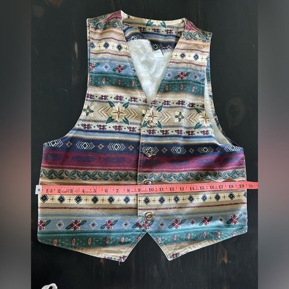 Vintage Vivaldi Jeanswear Aztec Vest Medium Austin Western Santa Fe - Picture 10 of 10